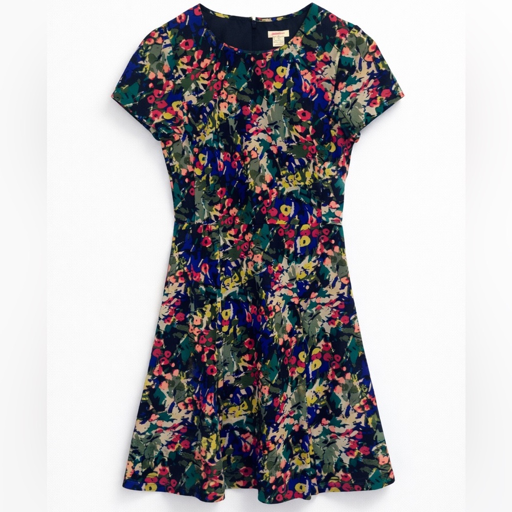 J.Crew Woodland Green Floral A-Line Dress Size 2